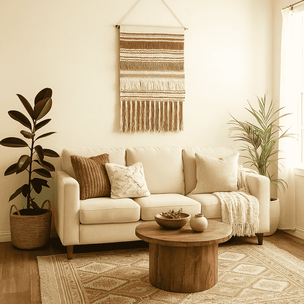 Bayadère stripe cotton wall hanging full straight-on view of vertical bands