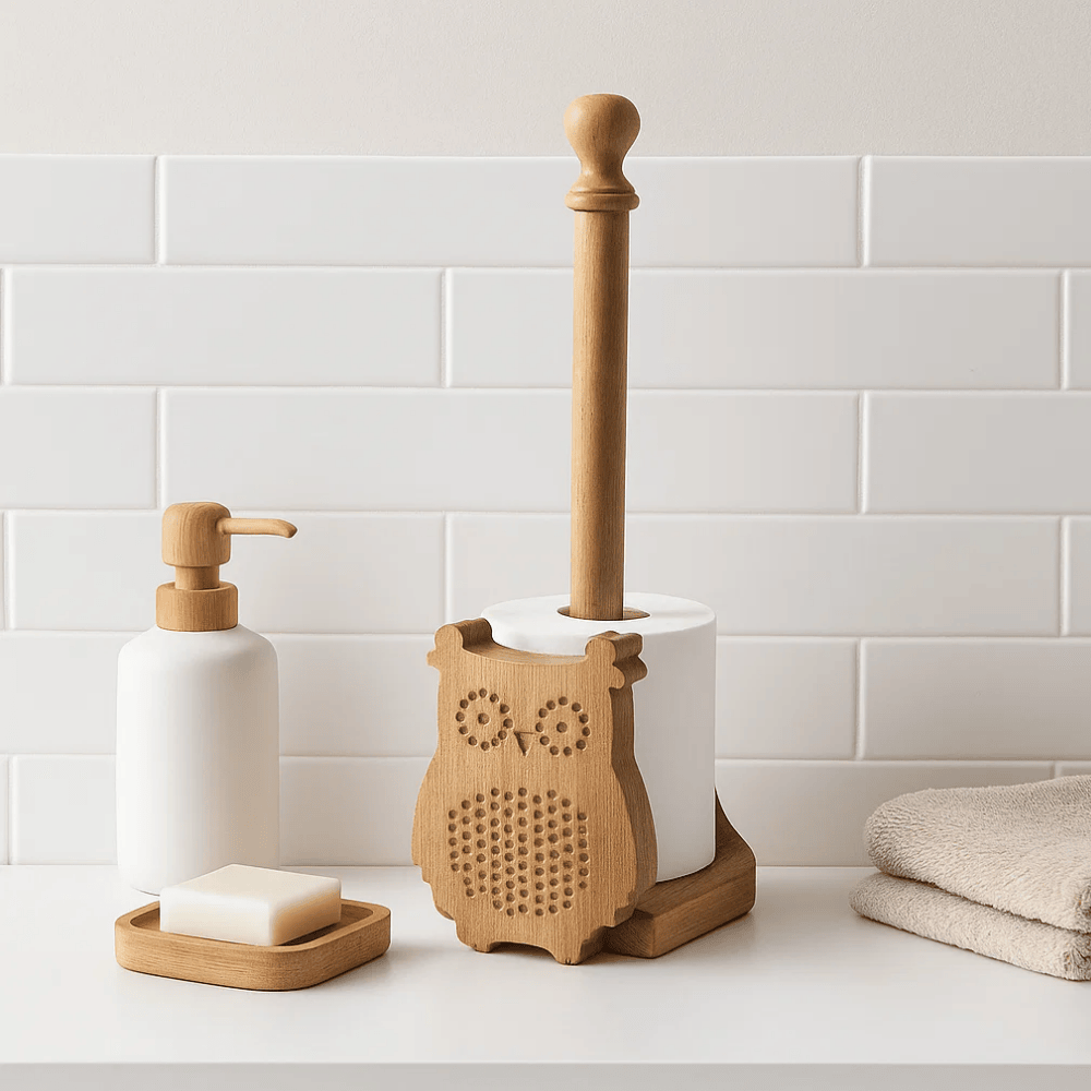 Owl tissue holder hand-carved by Gleemium