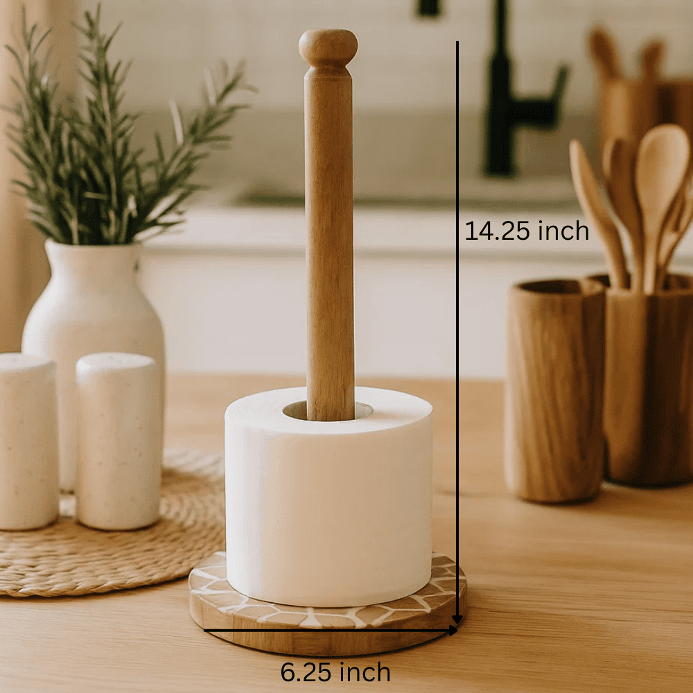 Wooden tissue holder at an angle