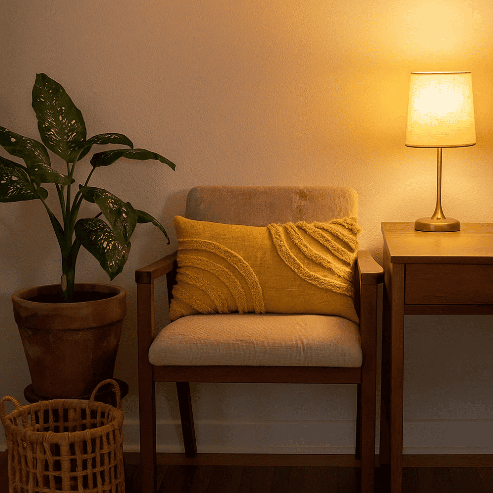 Shaggy lumbar cushion cover paired with other cushions
