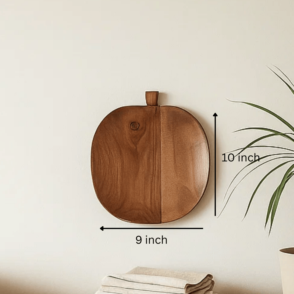 Apple shaped tray styled on a table