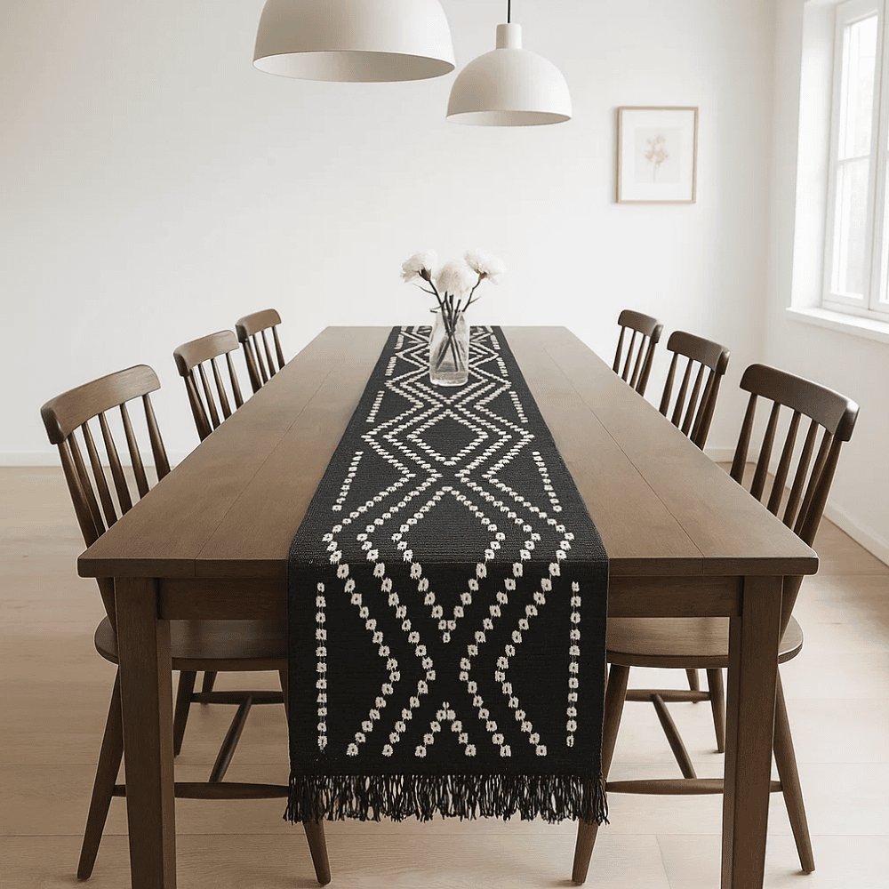 Monochrome table runner top view