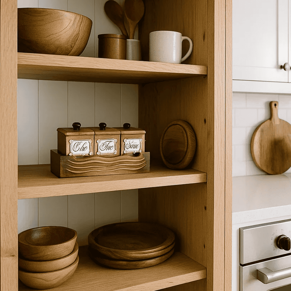Mango wood storage jars set view