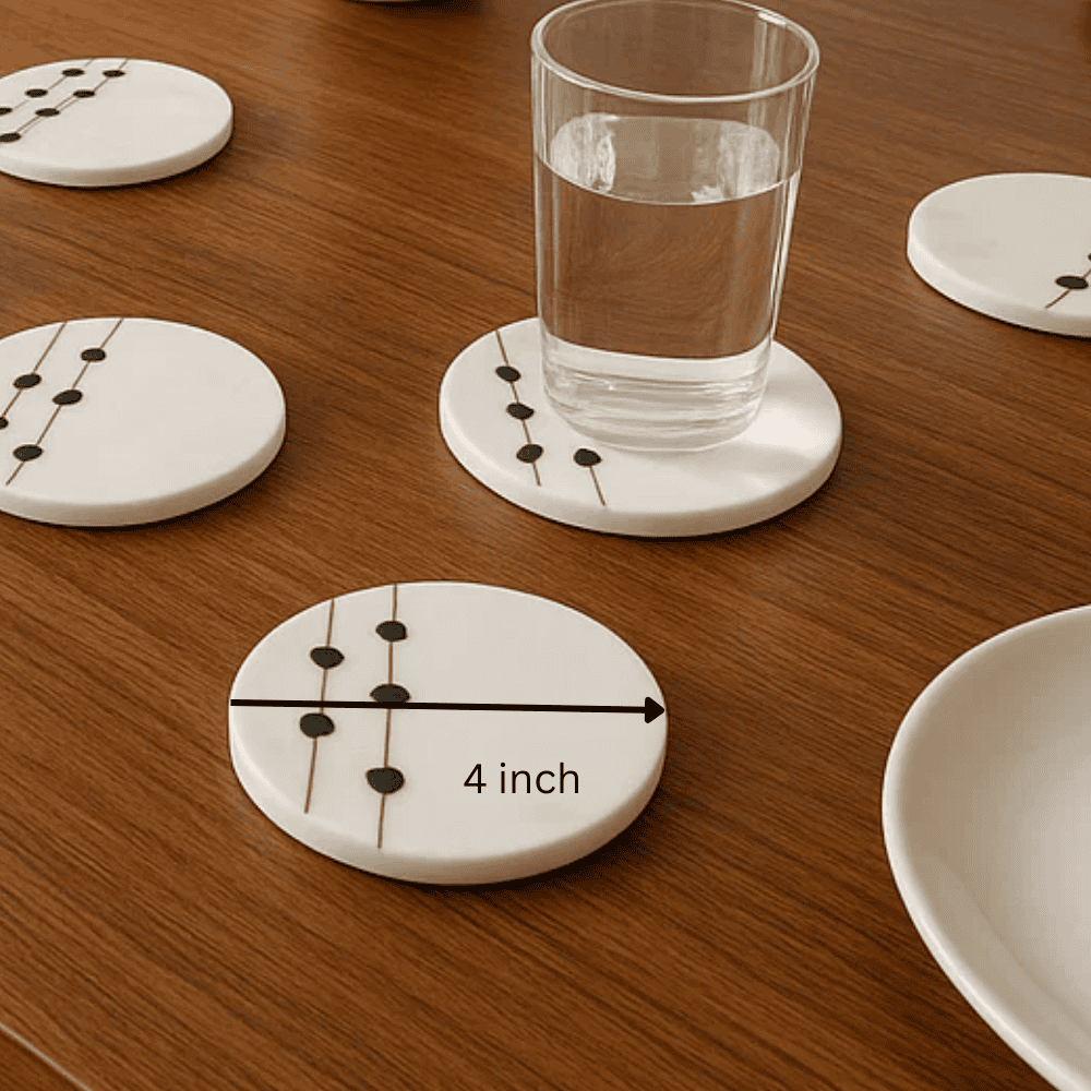 Leaf marble coasters styled with a drink
