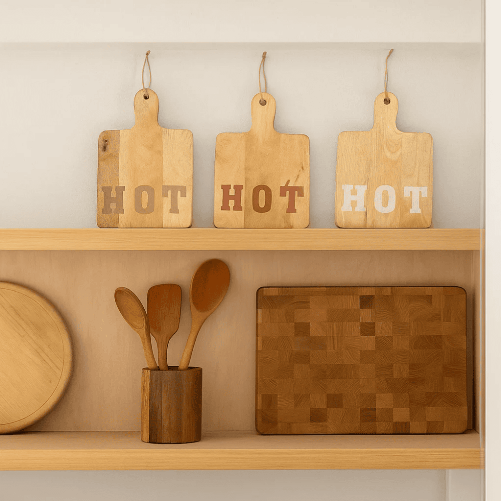 Wood hot plates stacked