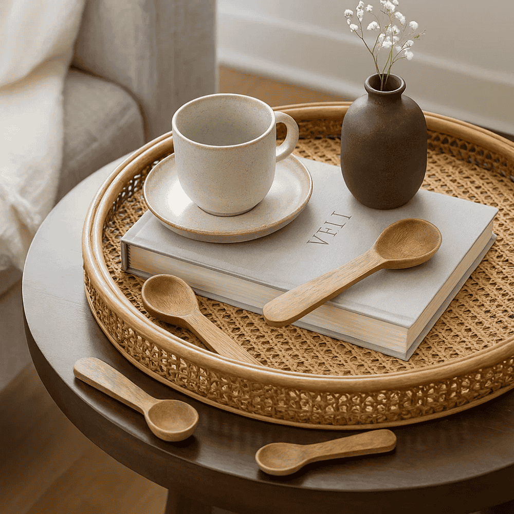 Wooden measuring spoons top view