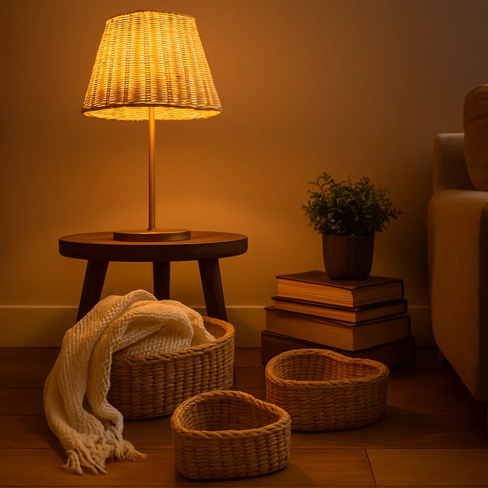 Hyacinth baskets angled view