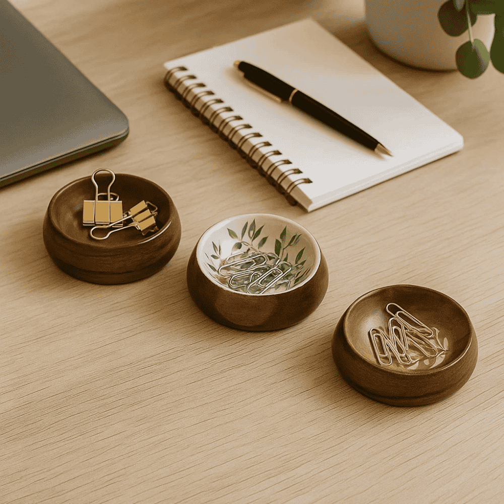 Hand Painted Nature Trinket Trays – Handcrafted Organiser (Set of 3) Gleemium