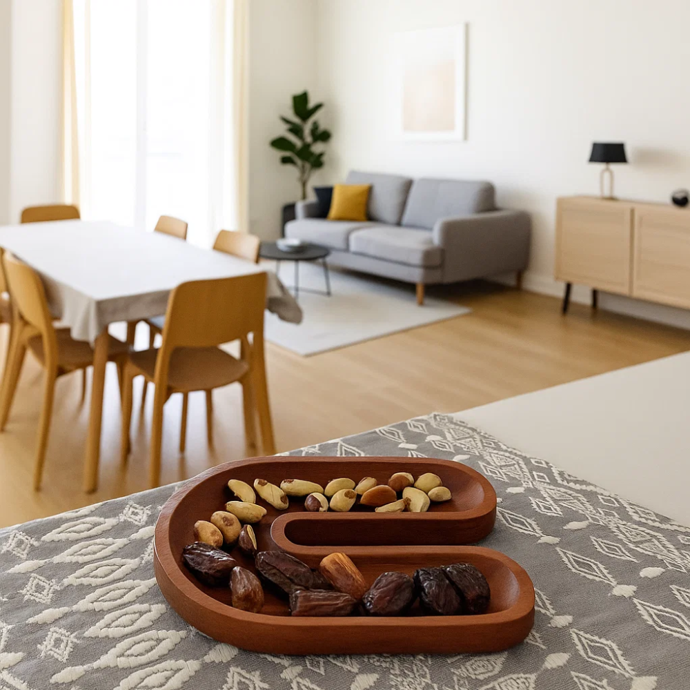 Magnet shaped platter wood detail