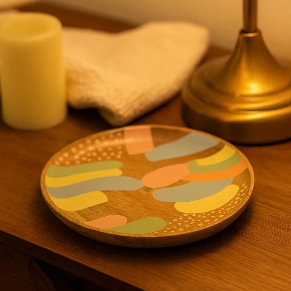Abstract wood plate side view