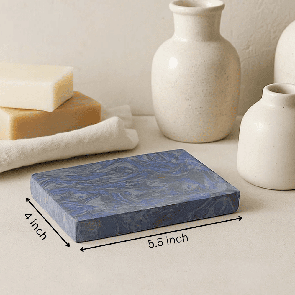 Textured stone soap dish flat lay product photo