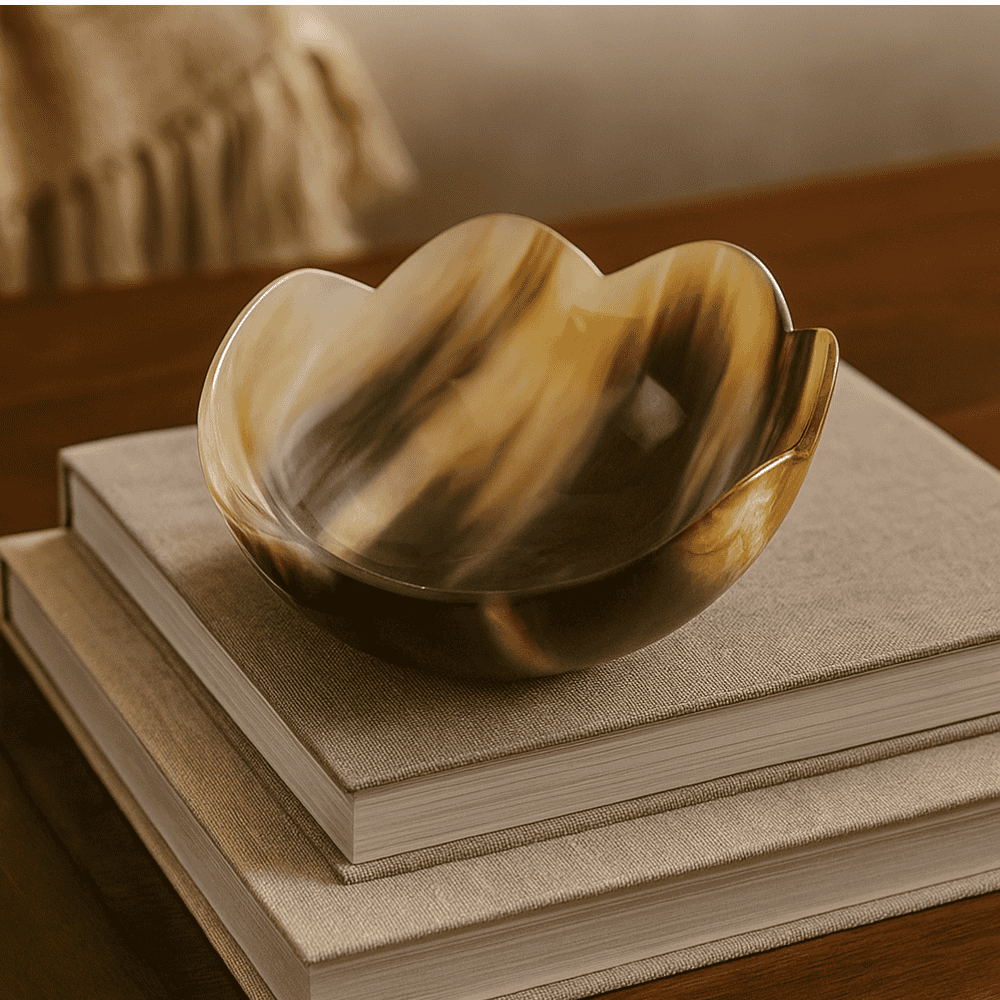 Recycled horn bowl side view