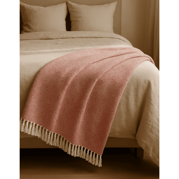 Geometric Throw Blanket | Tasseled Soft Cotton Boho Decor