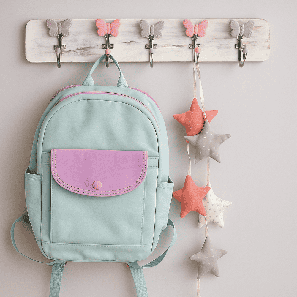 Pastel wall hook in bathroom