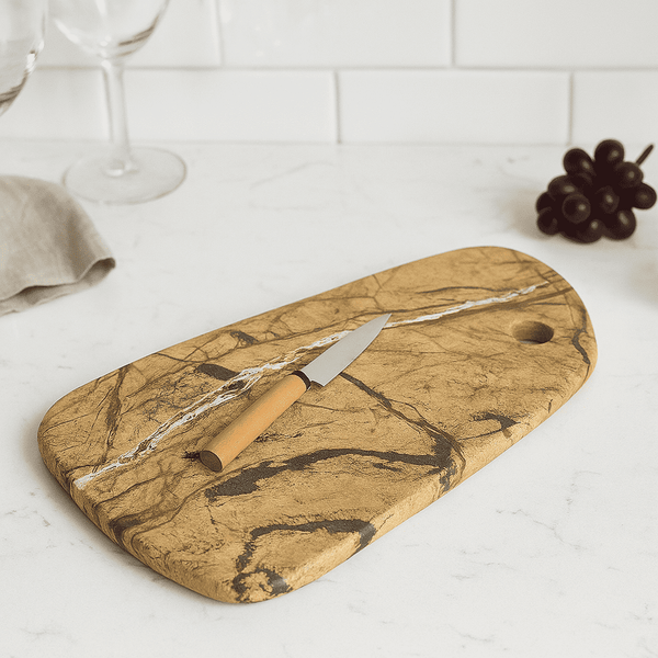 Marble Cheese Board | Abstract Cut with Knife | Gleemium