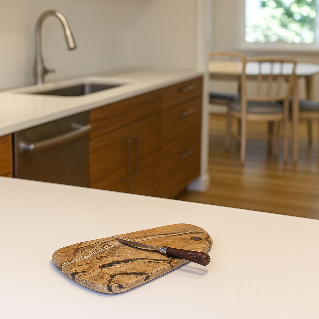Marble cheese board angled view