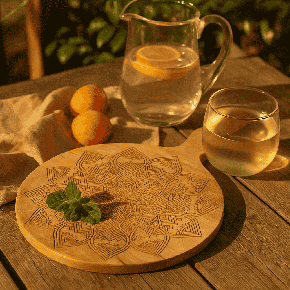 Engraved chopping board floral by Gleemium