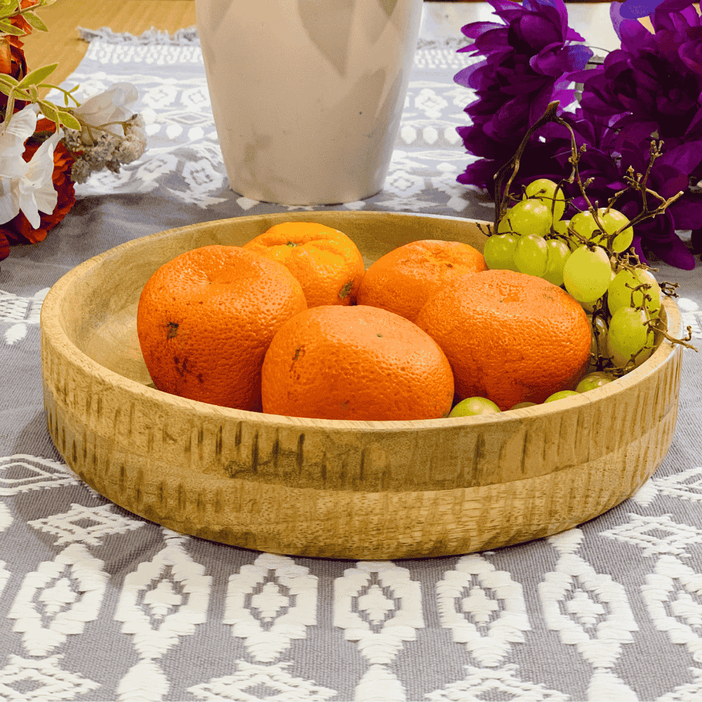 Carved wood platter hand-carved by Gleemium
