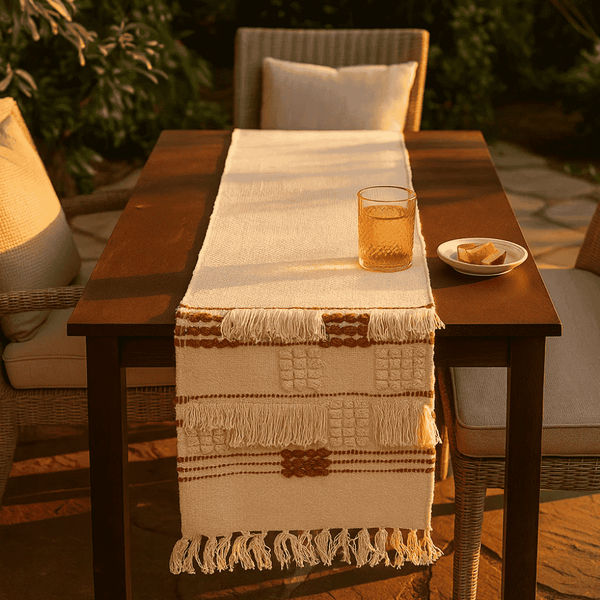 Bohemian Table Runner | Handwoven Cotton Artisan Decor