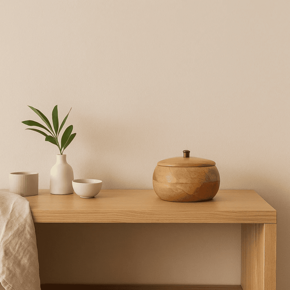 Wooden bowl with lid hand-turned by Gleemium