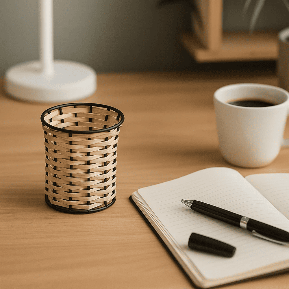 Cane pen stand iron base detail
