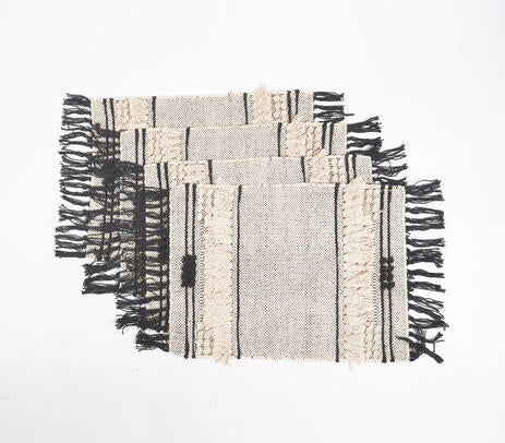 Neutral tasseled placemats lifestyle shot