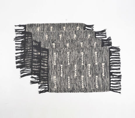 Handwoven tasseled placemats full set view