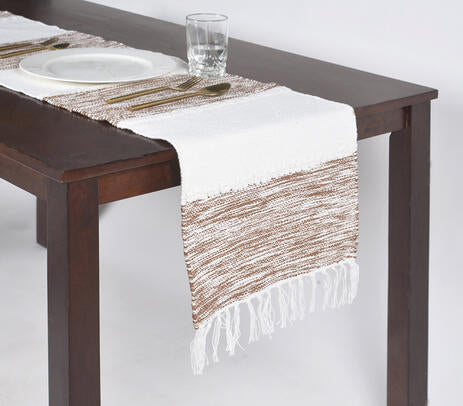 Striped cotton table runner lifestyle shot