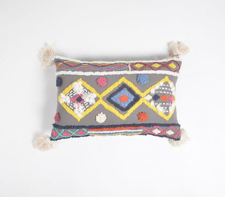 Diamond embroidered lumbar cushion cover paired with other cushions