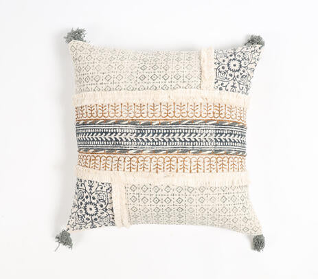 Maximal Block Printed Cotton Cushion Cover – Bold Tassel