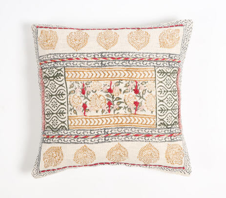 Floral cotton cushion cover on a styled chair