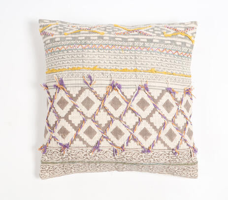 Maximal geometric cushion cover paired with other cushions