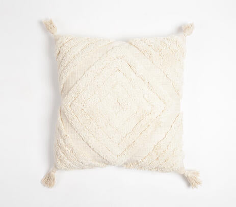 Shaggy diamond cushion cover detail of cotton weave