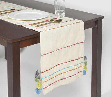 Minimal cotton table runner lifestyle shot