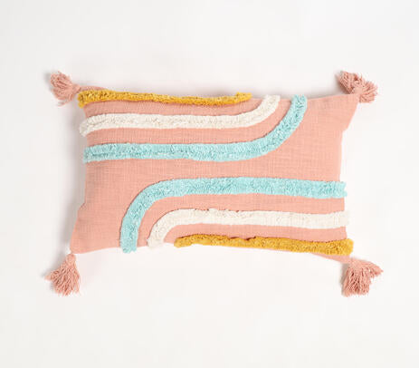 Pink woven cushion cover paired with other cushions