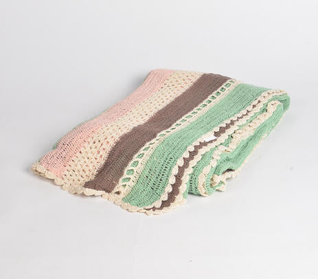 Earthy crochet throw lifestyle shot