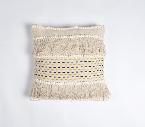 White fringed cushion cover lifestyle shot
