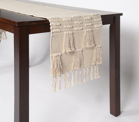 Beige cotton table runner lifestyle shot