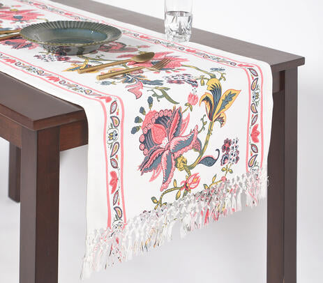 Floral cotton table runner lifestyle shot