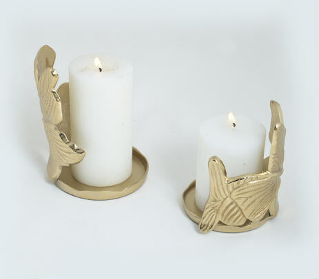 Abstract aluminium hurricane candle holders product photo on white