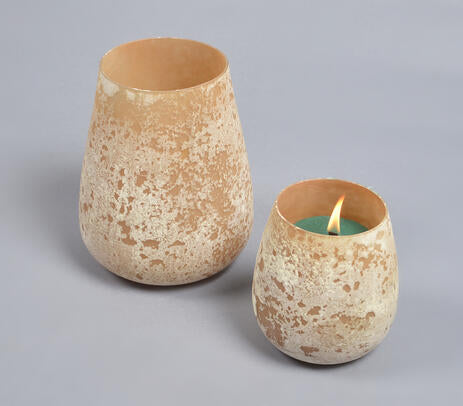 Abstract orange glass votives product photo on white
