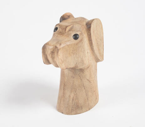 Wooden dog figurine lifestyle shot