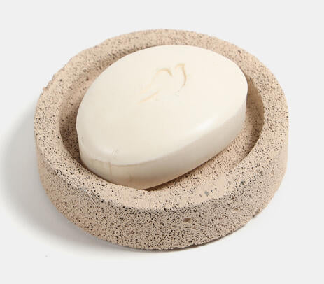 Recycled concrete round soap dish product photo on white