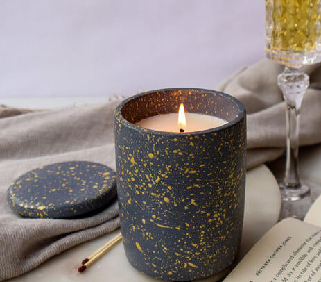 English vanilla noir concrete candle jar, 3.25x3.25x4.25 inches, 565g