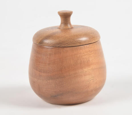Acacia wood jar back view