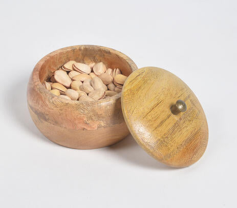 Wooden bowl with lid lifestyle shot