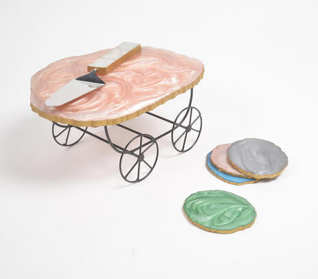 Handcrafted resin cake stand set product photo on white