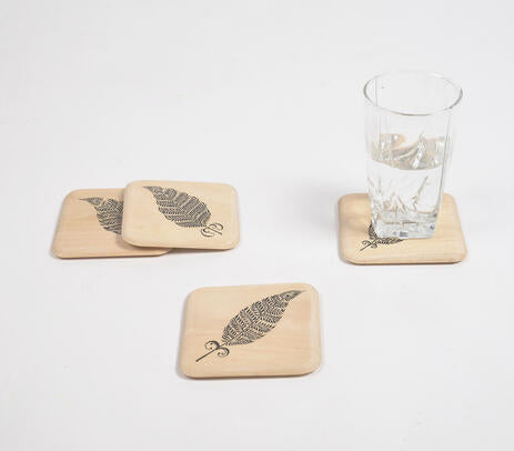 Feather wooden coasters lifestyle shot