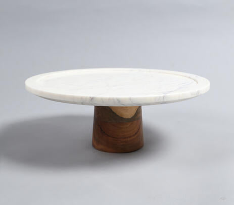 Solid white marble cake plate product photo on white