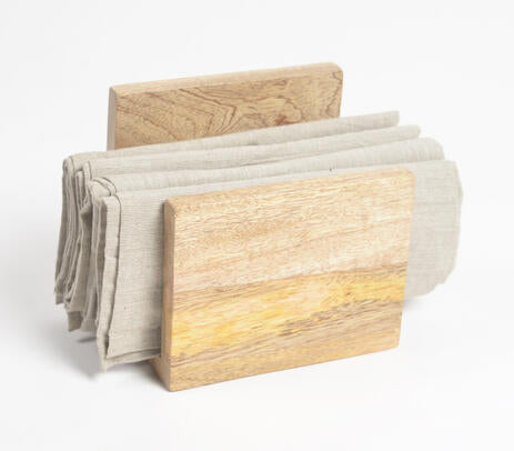 Mango wood napkin holder top view